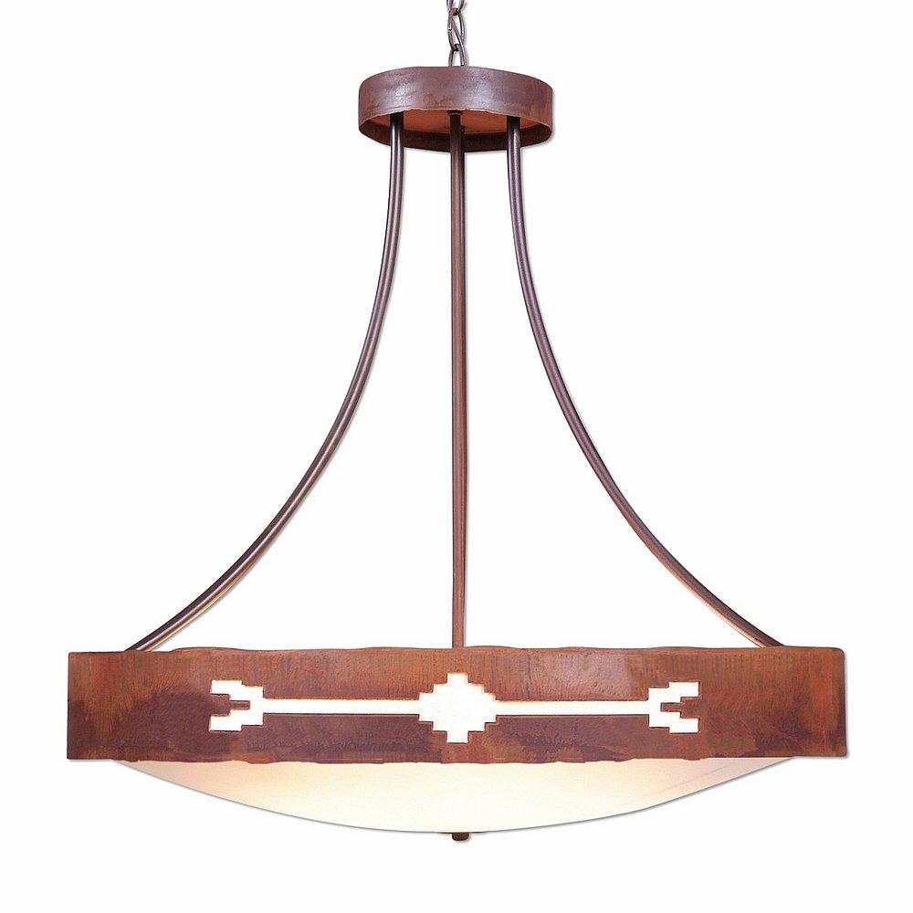 Ridgemont Chandelier Large - Bowl Bottom - Del Rio - Frost White Acrylic Bowl - Rust Patina Finish