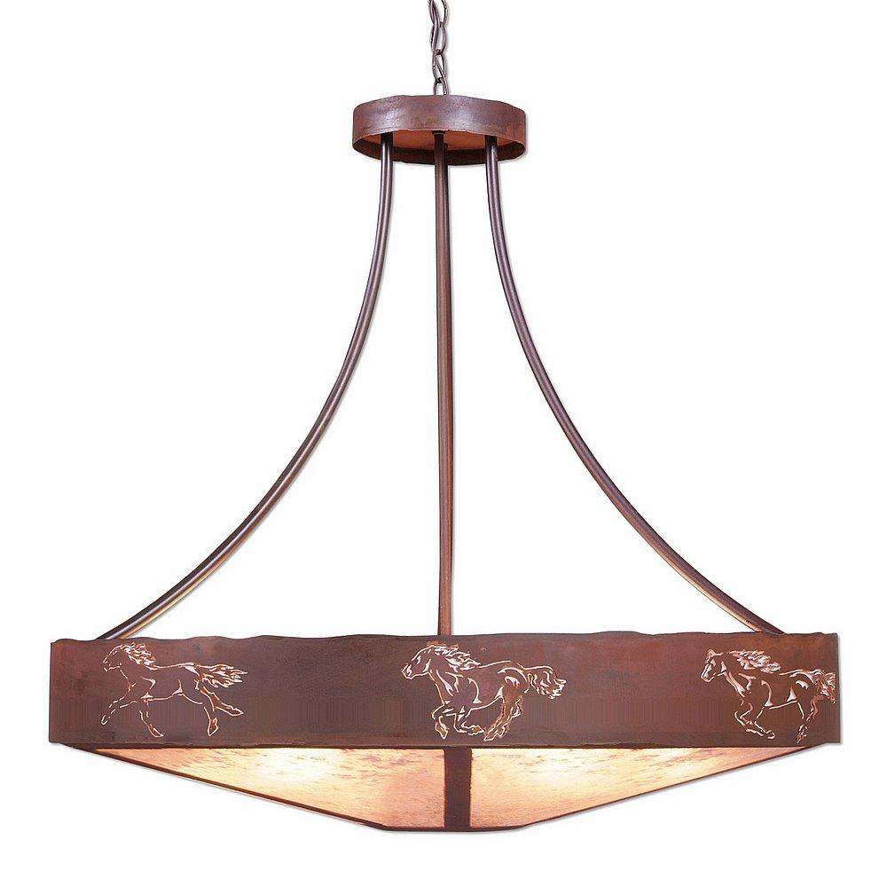 Ridgemont Chandelier Extra Large - Shade Bottom - Horse Cutout - Almond Mica Shade