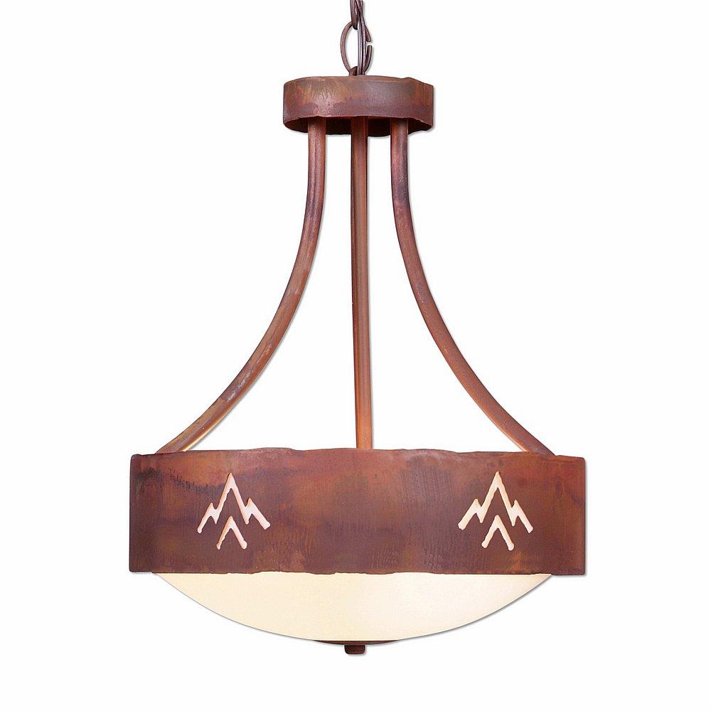 Ridgemont Foyer Chandelier Medium - Deception Pass - Frosted Glass Bowl - Rust Patina Finish