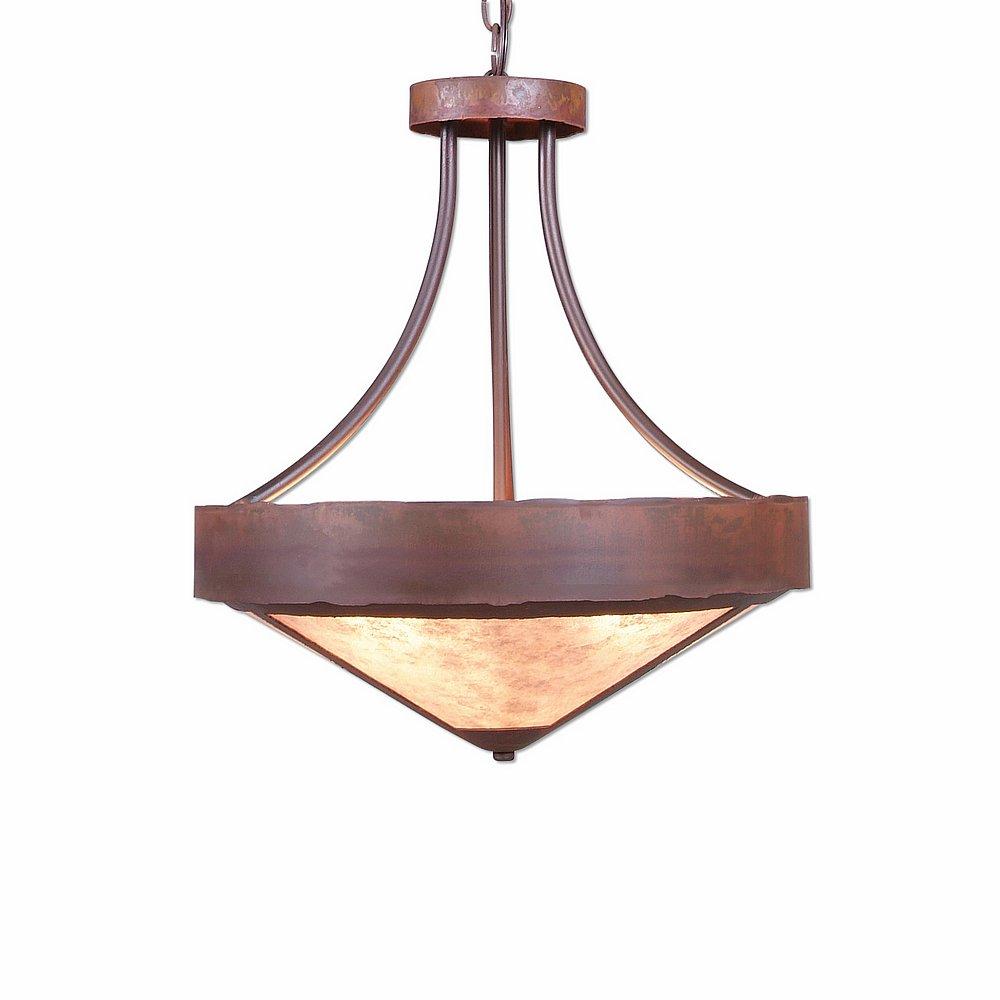 Ridgemont Foyer Chandelier Large Short - Shade Bottom - Rustic Plain - Almond Mica Shade