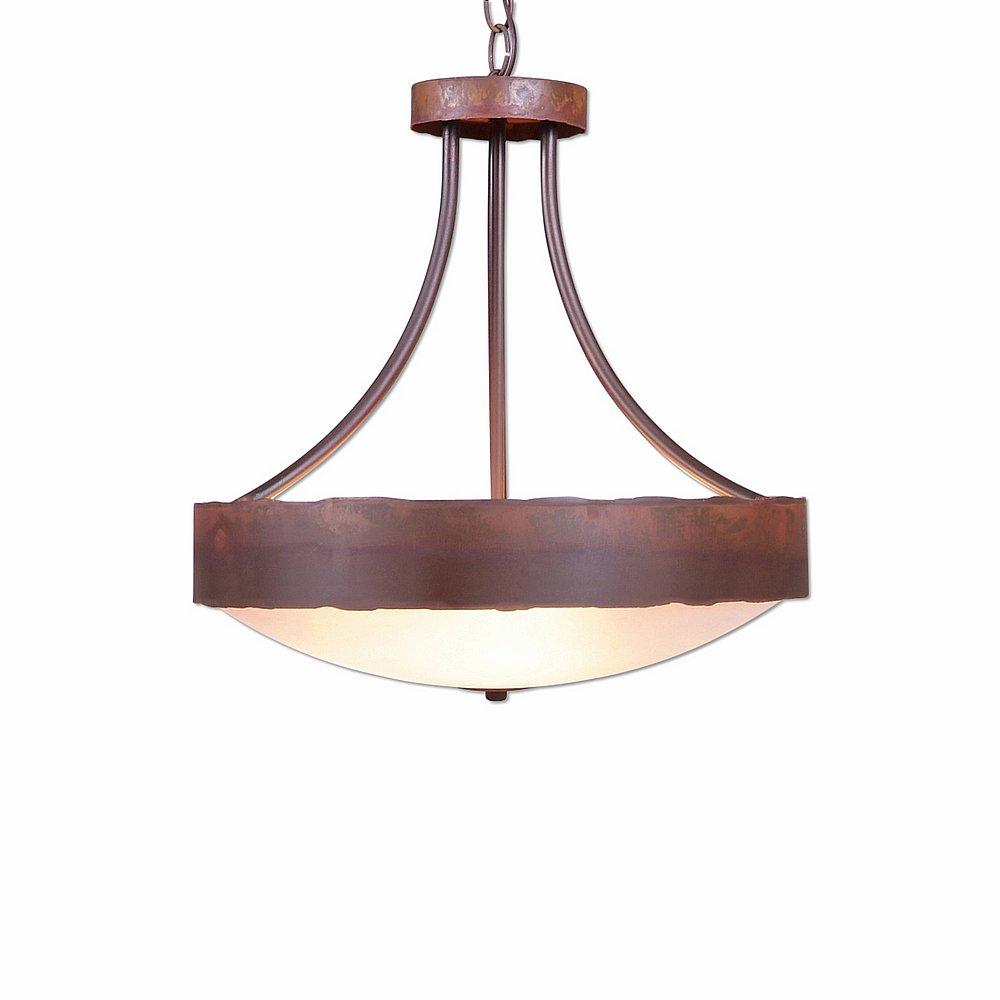 Ridgemont Foyer Chandelier Large Short - Bowl Bottom - Rustic Plain - Frosted Glass Bowl