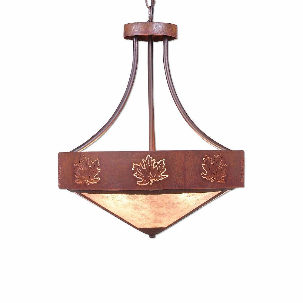 Ridgemont Foyer Chandelier Large Short - Shade Bottom - Maple Cutout - Almond Mica Shade