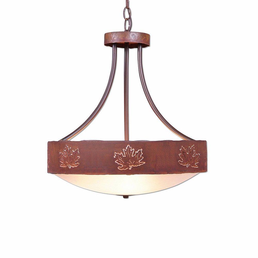 Ridgemont Foyer Chandelier Large Short - Bowl Bottom - Maple Cutout - Frosted Glass Bowl