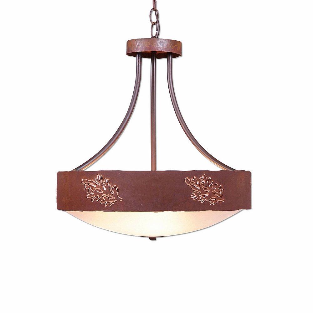 Ridgemont Foyer Chandelier Large Short - Bowl Bottom - Cedar Bough Cutout - Frosted Glass Bowl