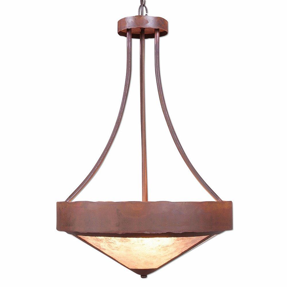 Ridgemont Foyer Chandelier Large Tall - Shade Bottom - Rustic Plain - Almond Mica Shade