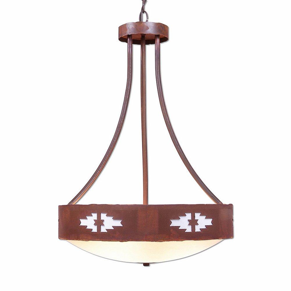 Ridgemont Foyer Chandelier Large Tall - Bowl Bottom - Pueblo - Frosted Glass Bowl