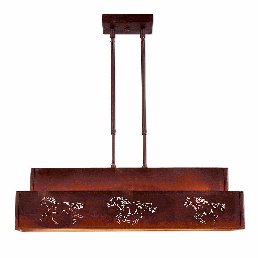 Ridgeview Kitchen Island Light - Horse Cutout - Rust Patina Finish