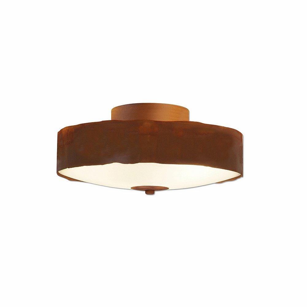 Ridgewood Close-to-Ceiling Small - Rustic Plain - Frosted Glass Bowl - Rust Patina Finish