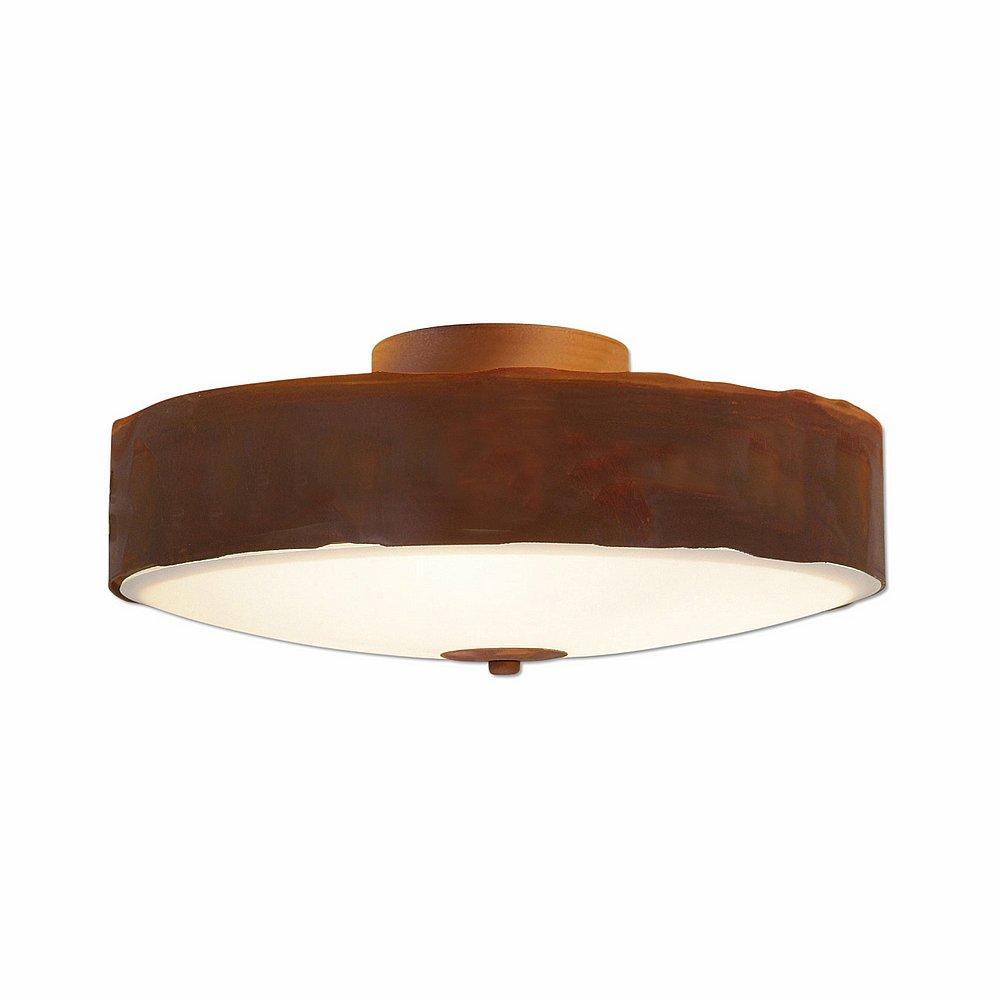 Ridgewood Close-to-Ceiling Large - Rustic Plain - Frosted Glass Bowl - Dark Bronze Metallic Finish