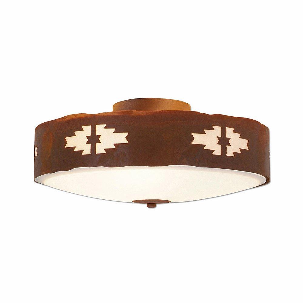 Ridgewood Close-to-Ceiling Large - Pueblo - Frosted Glass Bowl - Rust Patina Finish