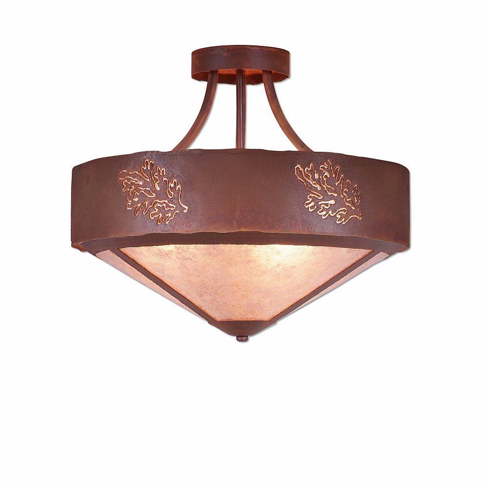 Ridgemont Semi-Flush Large Short - Shade Bottom - Cedar Bough Cutout - Almond Mica Shade