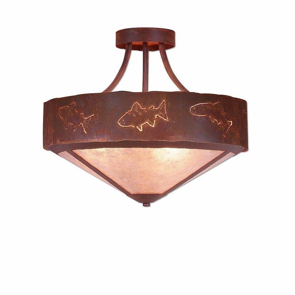 Ridgemont Semi-Flush Large Short - Shade Bottom - Fish Cutout - Almond Mica Shade