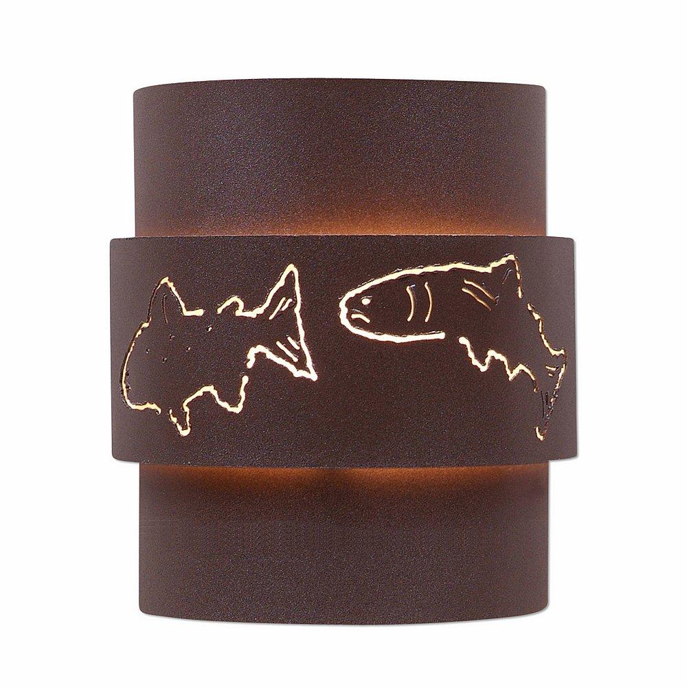 Northridge Sconce Large - Fish Cutout - Rustic Brown Finish