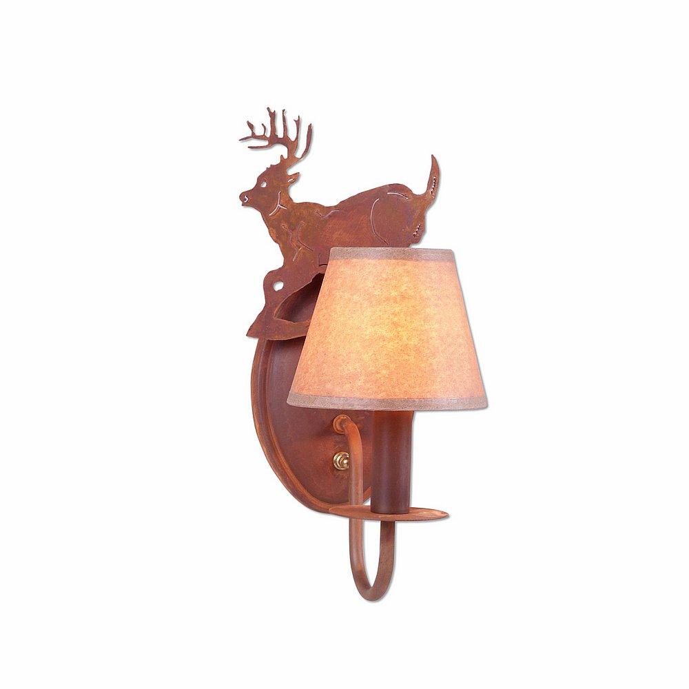 Diablo Sconce - Mountain Deer - Waxed Kraft Lampshade - Rust Patina Finish