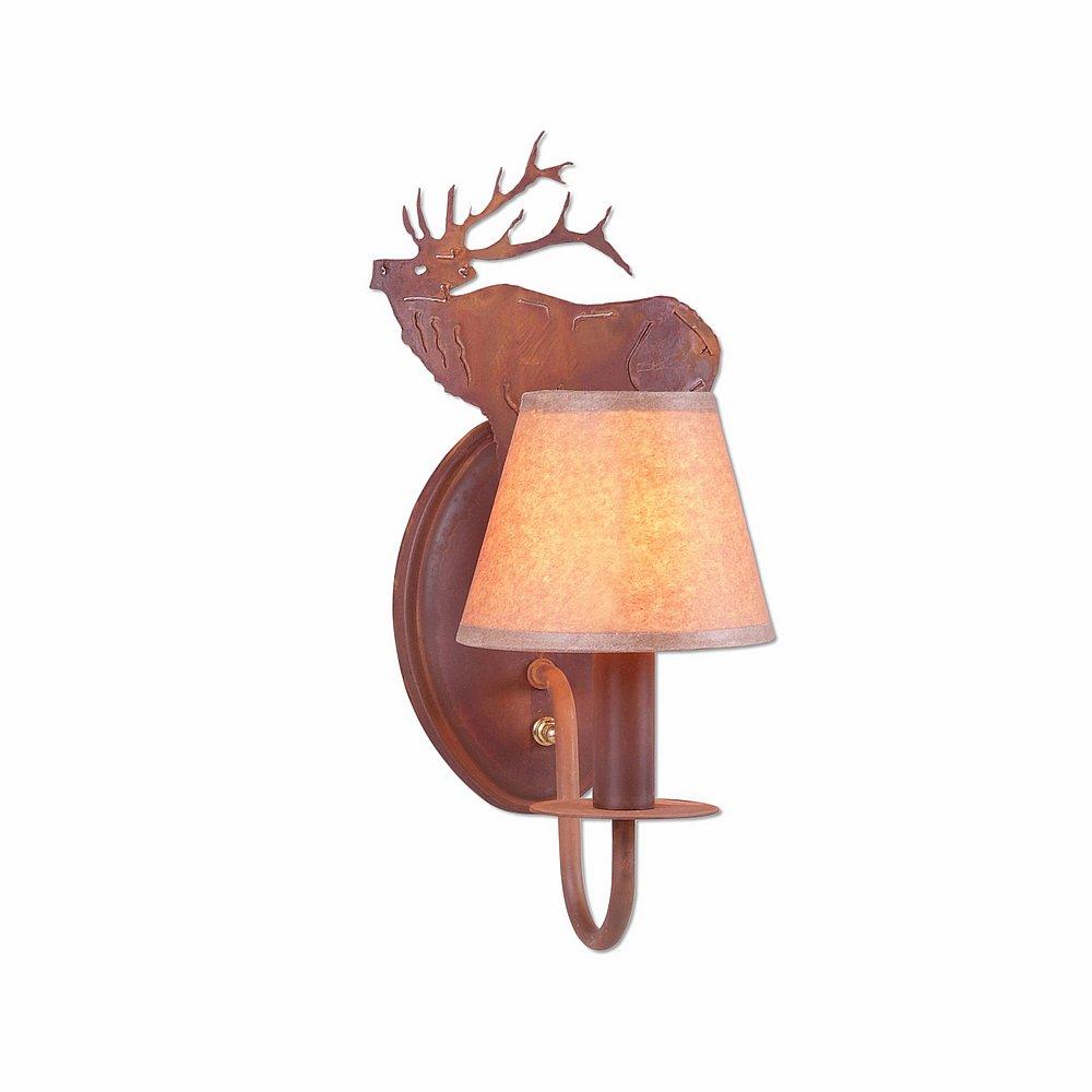 Diablo Sconce - Mountain Elk - Waxed Kraft Lampshade - Rust Patina Finish