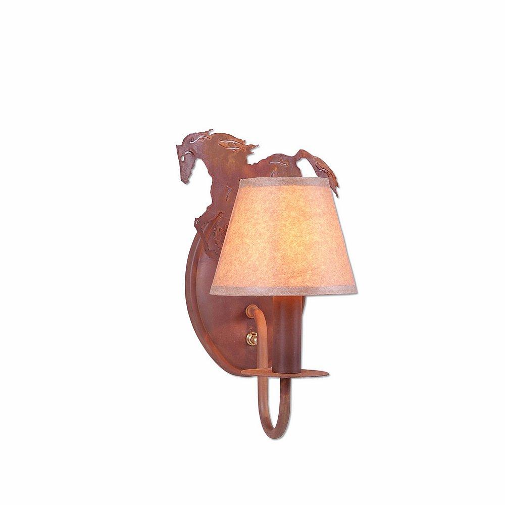 Diablo Sconce - Mountain Horse - Waxed Kraft Lampshade - Rust Patina Finish