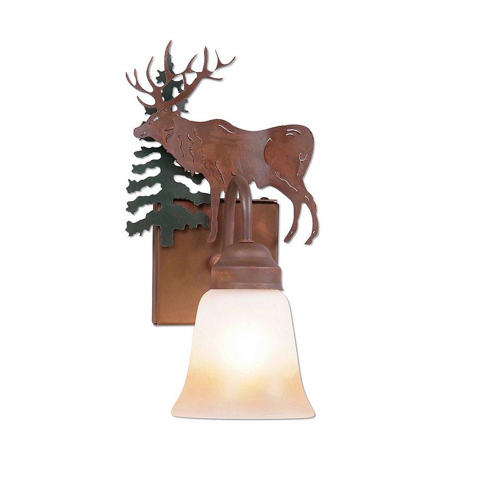 Wasatch Single Sconce - Valley Elk - Two-Toned Amber Cream Bell Glass - Cedar Green