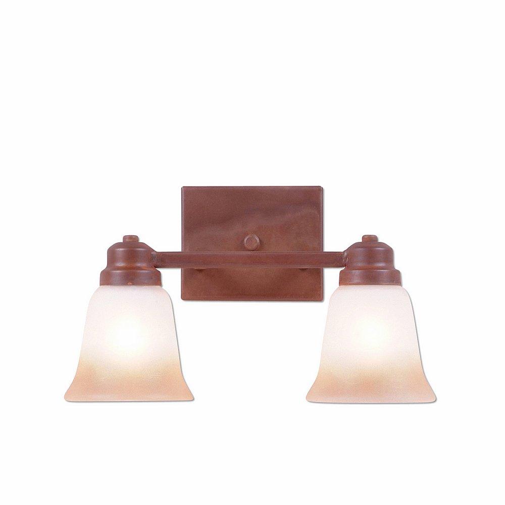 Parkshire Double Bath Vanity Light - Rustic Plain - Two-Toned Amber Cream Bell Glass