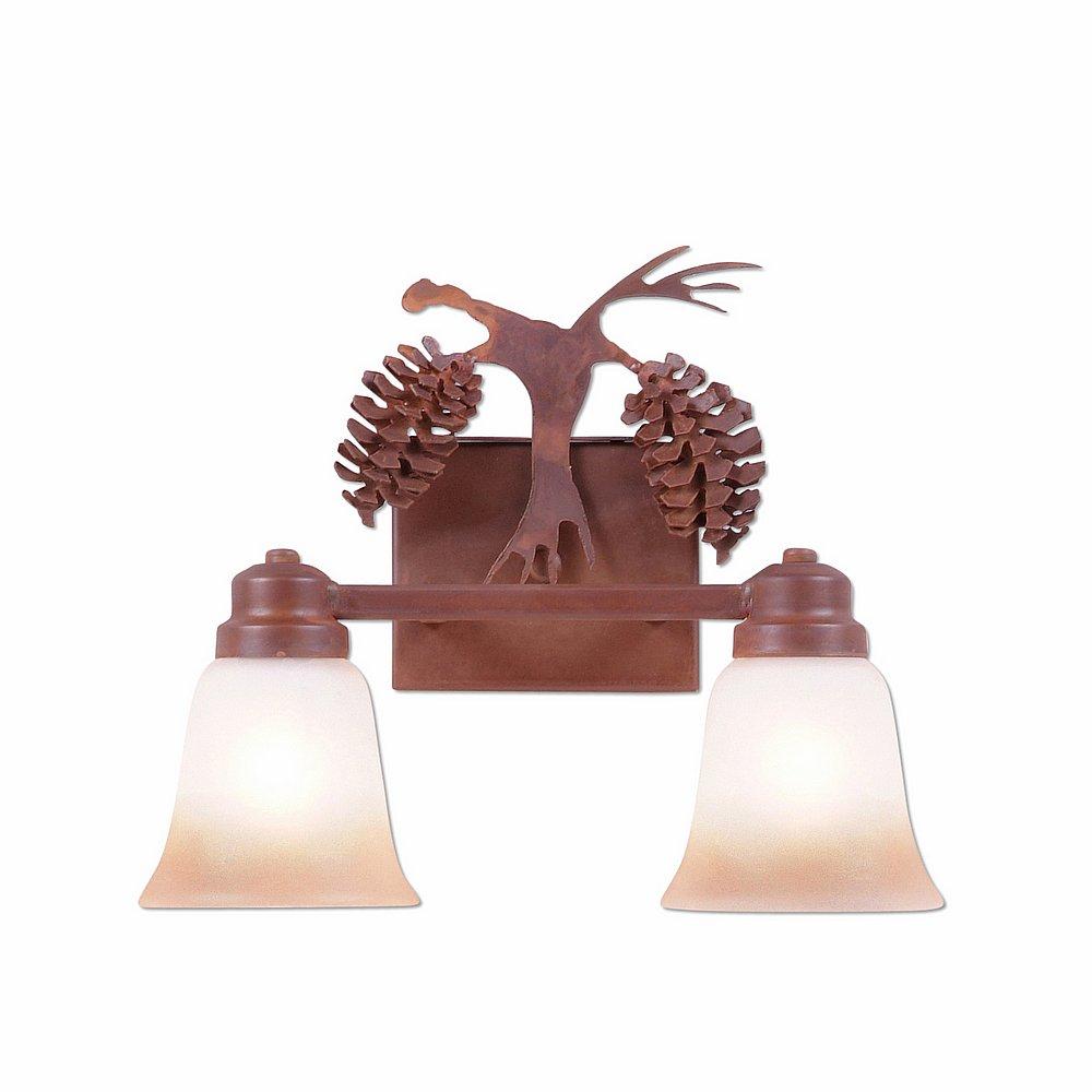 Parkshire Double Bath Vanity Light - Spruce Cone - Two-Toned Amber Cream Bell Glass