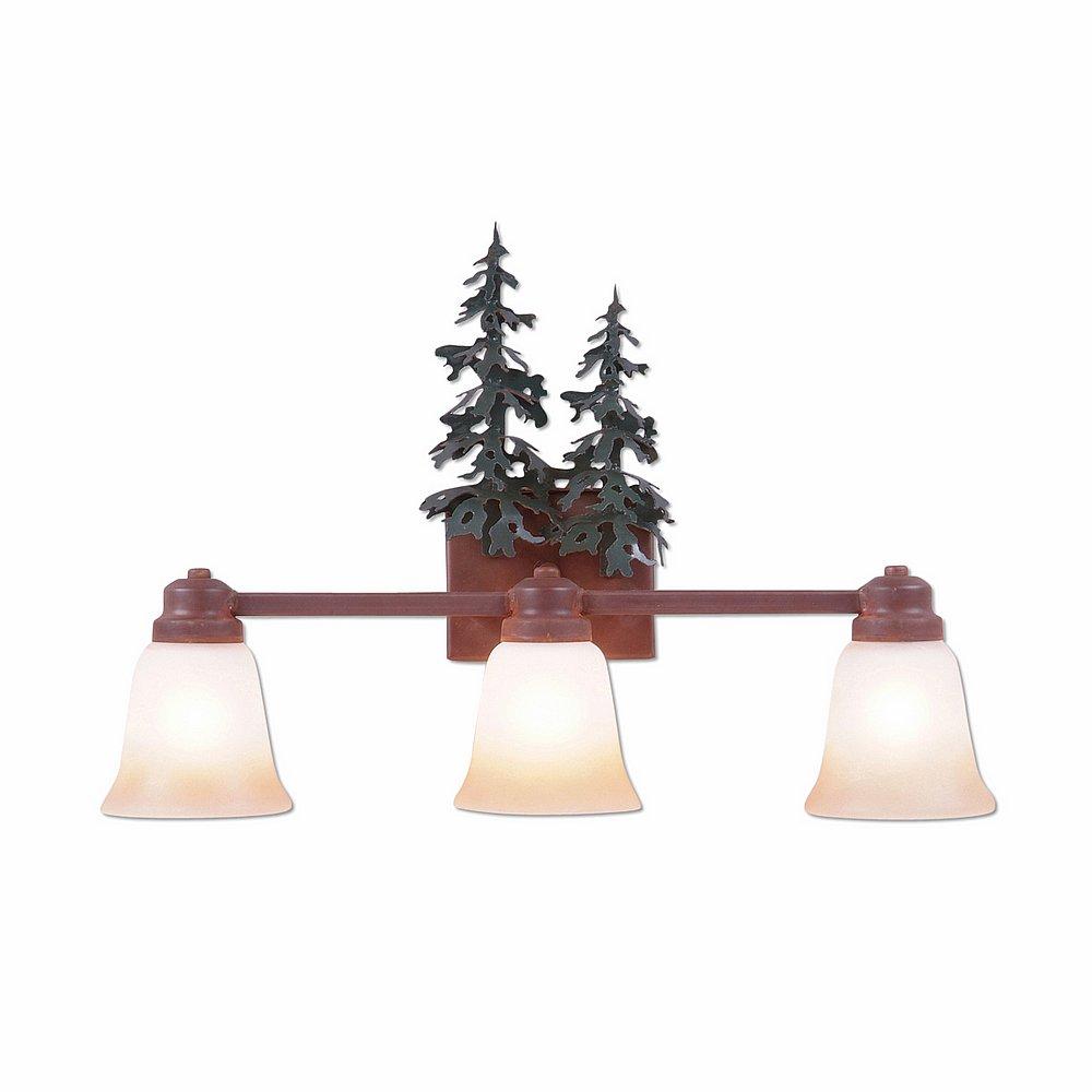 Parkshire Triple Bath Vanity Light - Hemlock - Two-Toned Amber Cream Bell Glass - Cedar Green