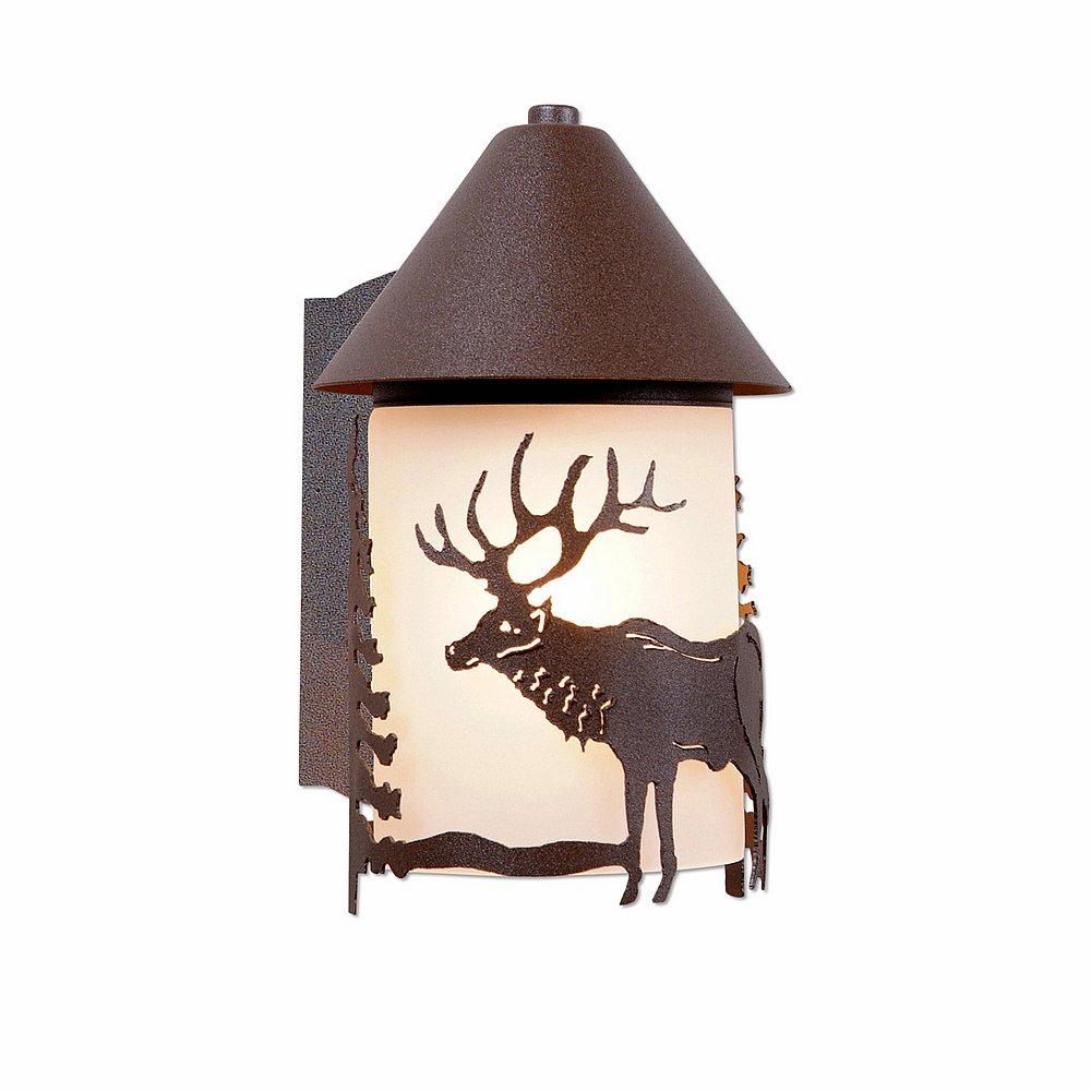 Cedarline Sconce - Valley Elk - Frosted Glass Bowl - Rustic Brown Finish