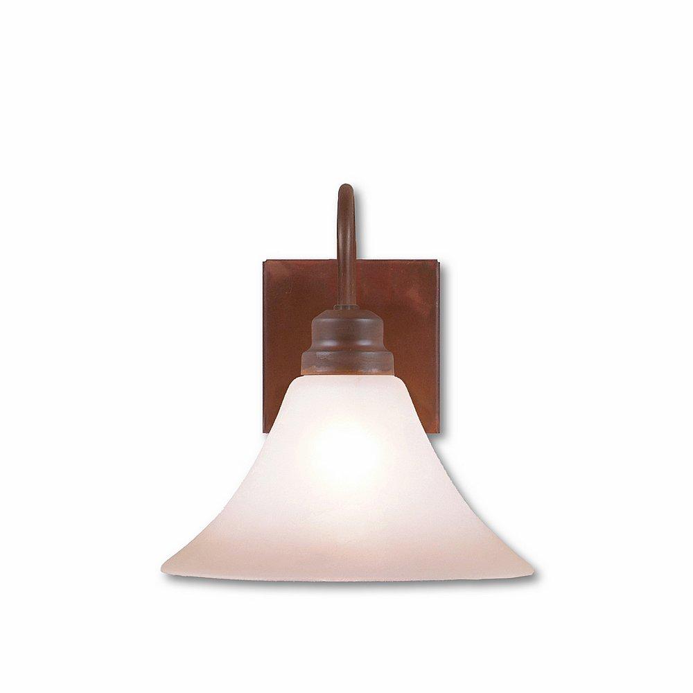 Cedarwood Sconce - Rustic Plain - Two-Toned Amber Cream Cone Glass - Rust Patina Finish