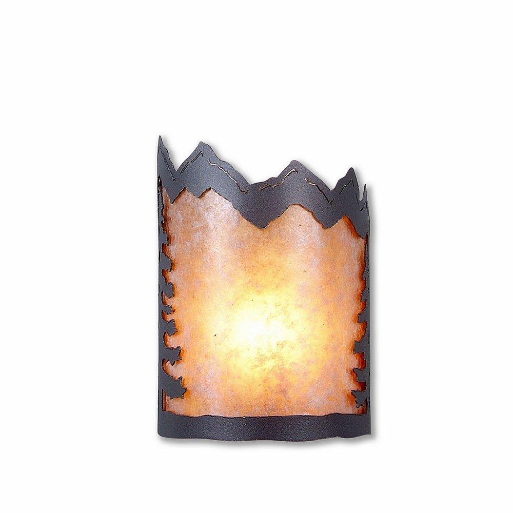 Cascade Sconce Small - Rustic Plain - Almond Mica Shade - Natural Gray Finish