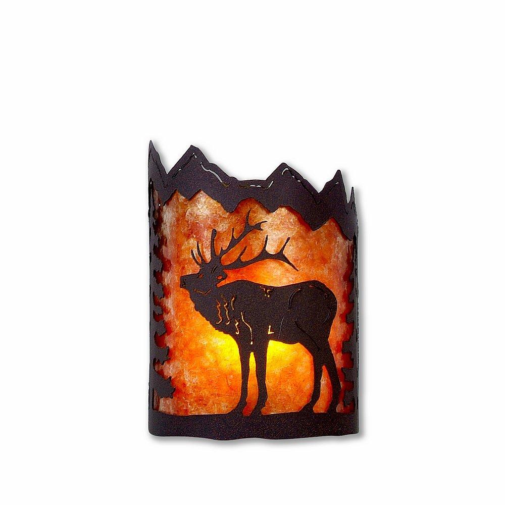 Cascade Sconce Small - Mountain Elk - Amber Mica Shade - Dark Bronze Metallic Finish