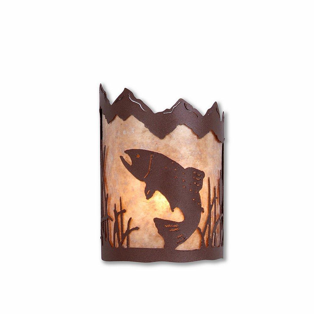 Cascade Sconce Small - Trout - Almond Mica Shade - Rustic Brown Finish