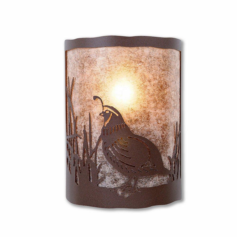 Cascade Sconce Large - Quail - Almond Mica Shade - Rustic Brown Finish