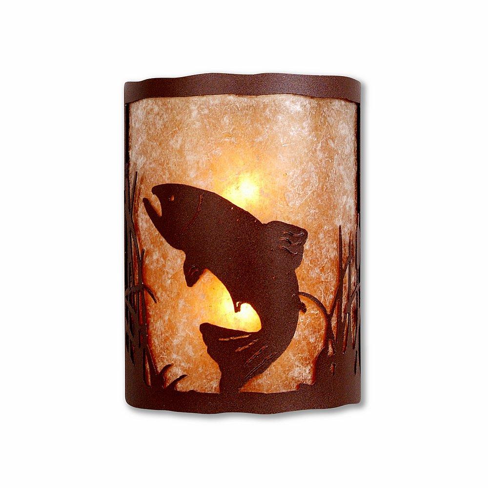 Cascade Sconce Large - Trout - Almond Mica Shade - Rustic Brown Finish