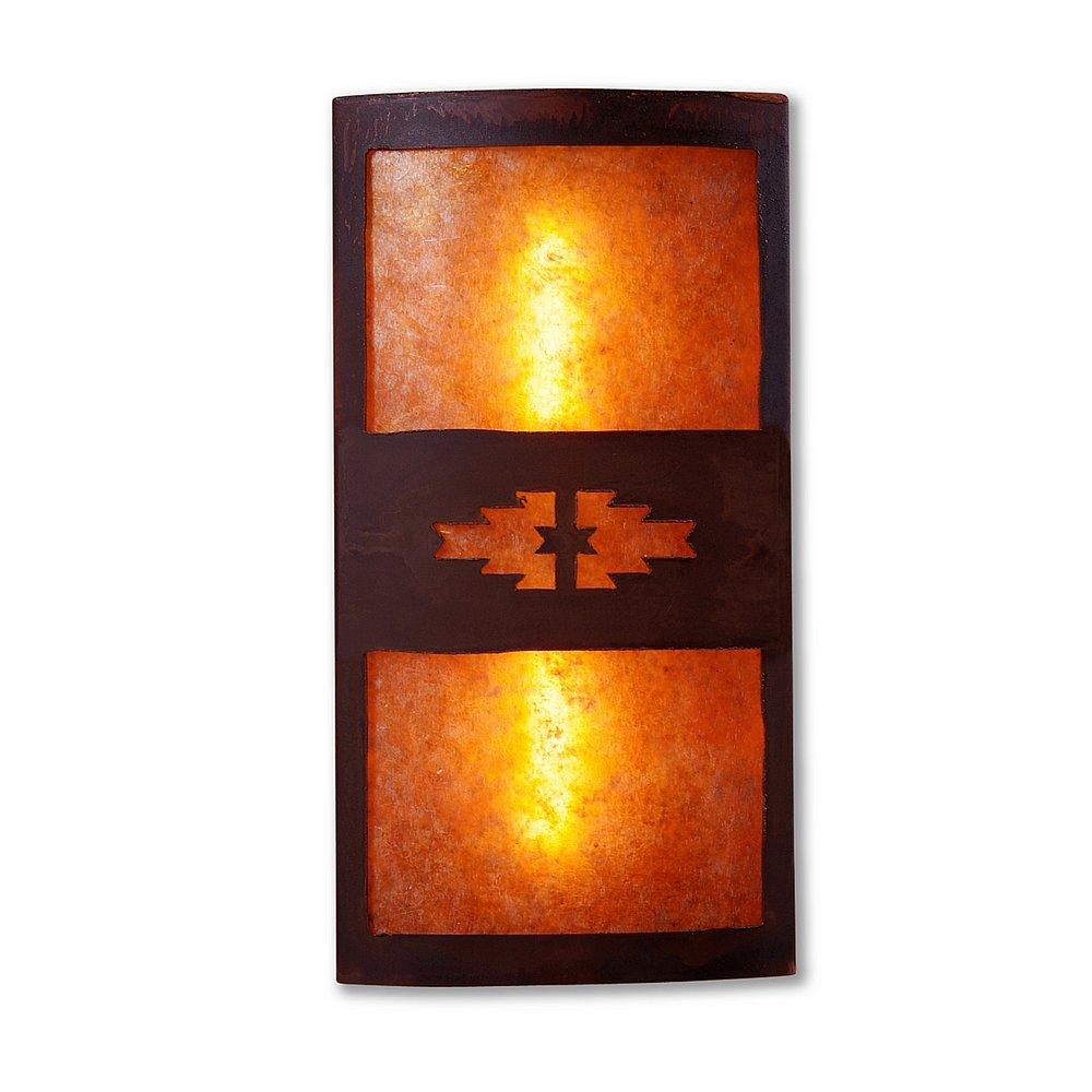 Benton Sconce - Pueblo - Amber Mica Shade - Rust Patina Finish