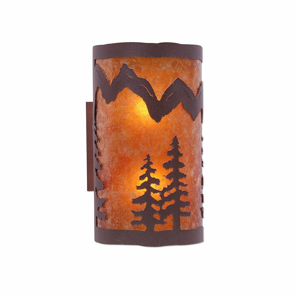 Kincaid Sconce - Spruce Tree - Amber Mica Shade - Rustic Brown Finish