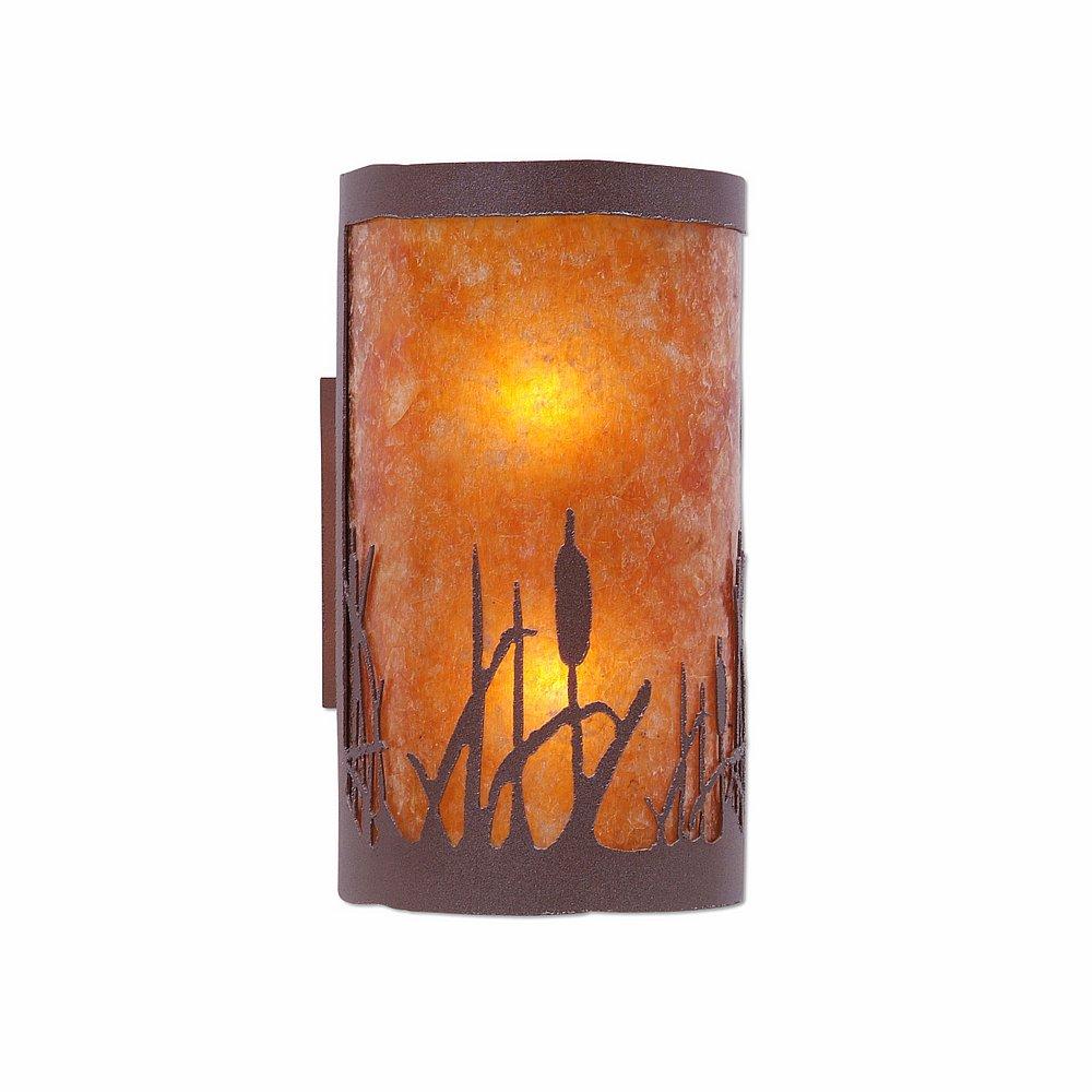 Kincaid Sconce - Cattails - Amber Mica Shade - Rustic Brown Finish