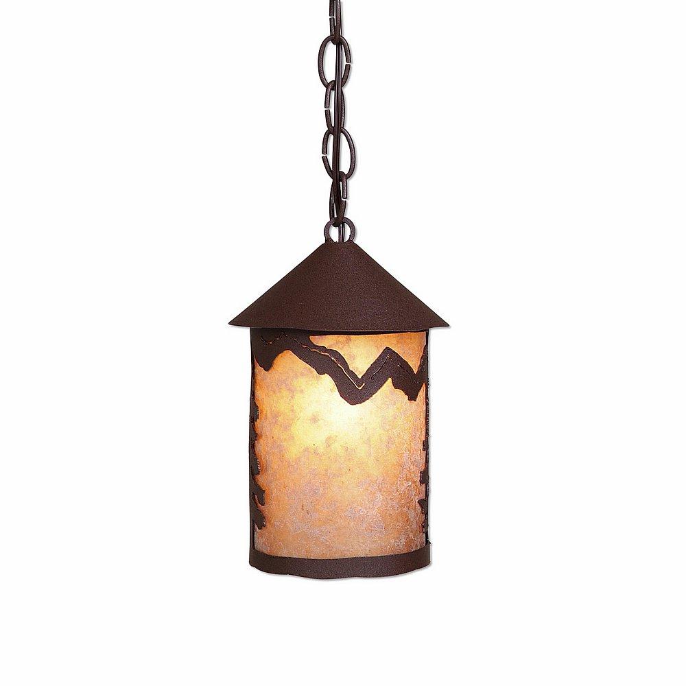 Cascade Pendant Small - Rustic Plain - Almond Mica Shade - Rustic Brown Finish - Chain