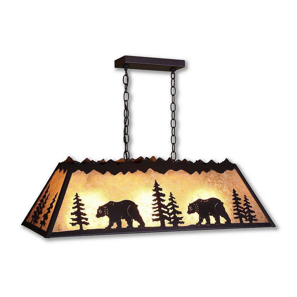 Rocky Mountain Billiard Light Small - Mountain Bear - Almond Mica Shade - Black Iron Finish