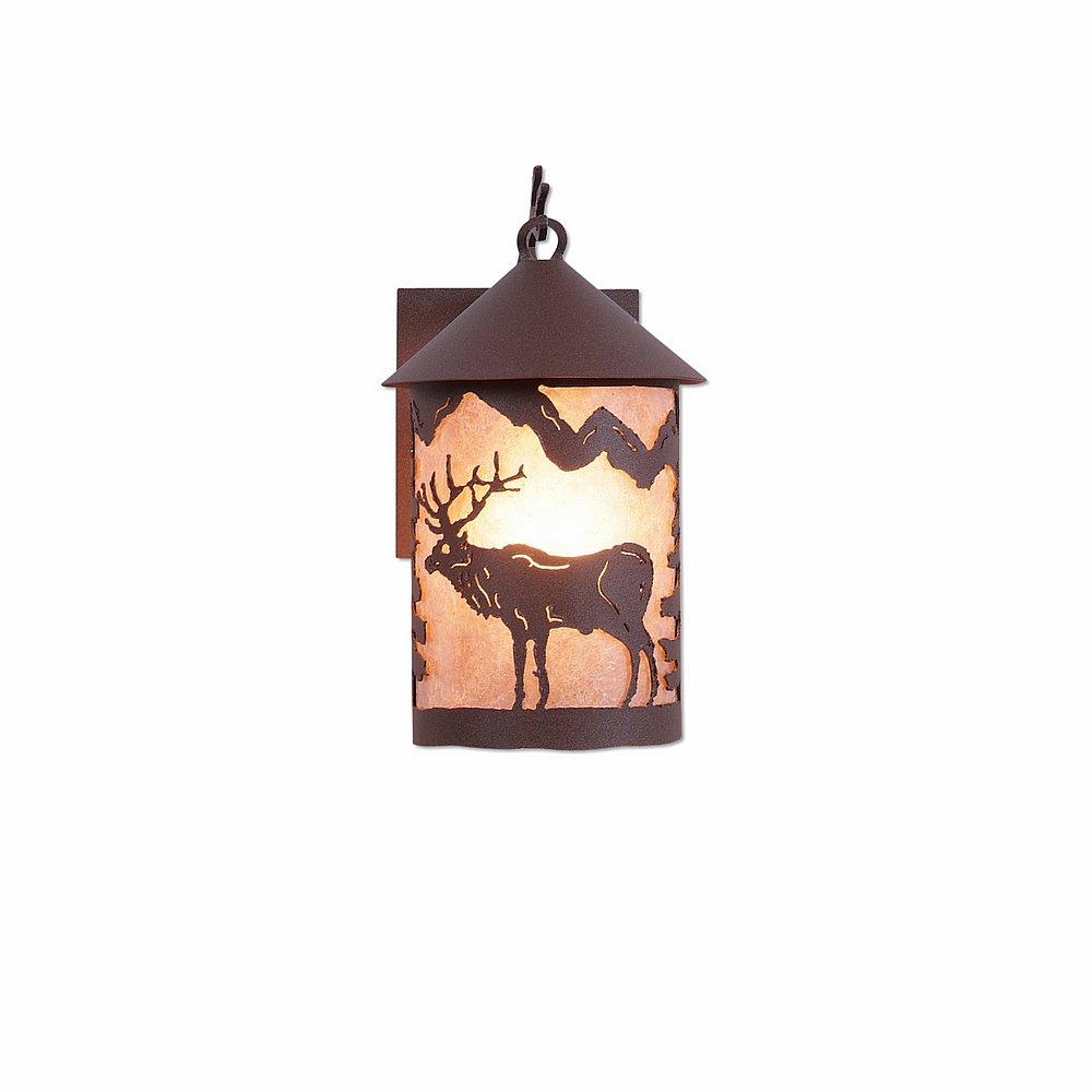 Cascade Lantern Sconce Mica Small - Valley Elk - Almond Mica Shade - Rustic Brown Finish