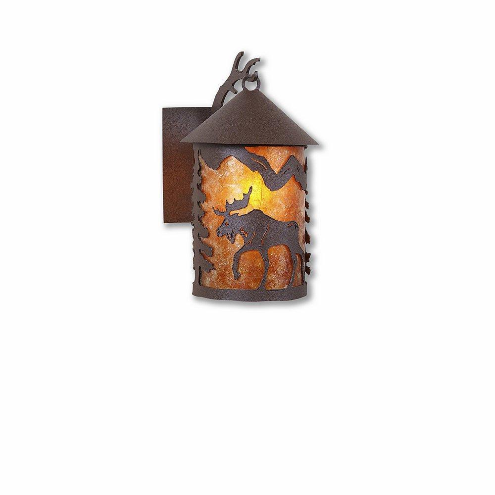 Cascade Lantern Sconce Mica Small - Mountain Moose - Amber Mica Shade - Rustic Brown Finish