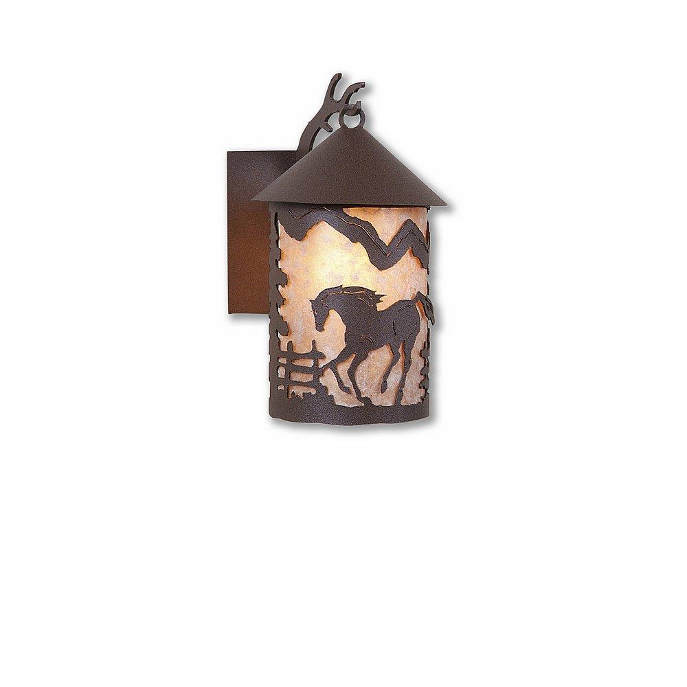 Cascade Lantern Sconce Mica Small - Mountain Horse - Almond Mica Shade - Rustic Brown Finish