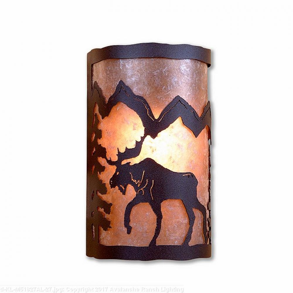 Cascade Exterior Sconce - Mountain Moose - Almond Mica Shade - Rustic Brown Finish