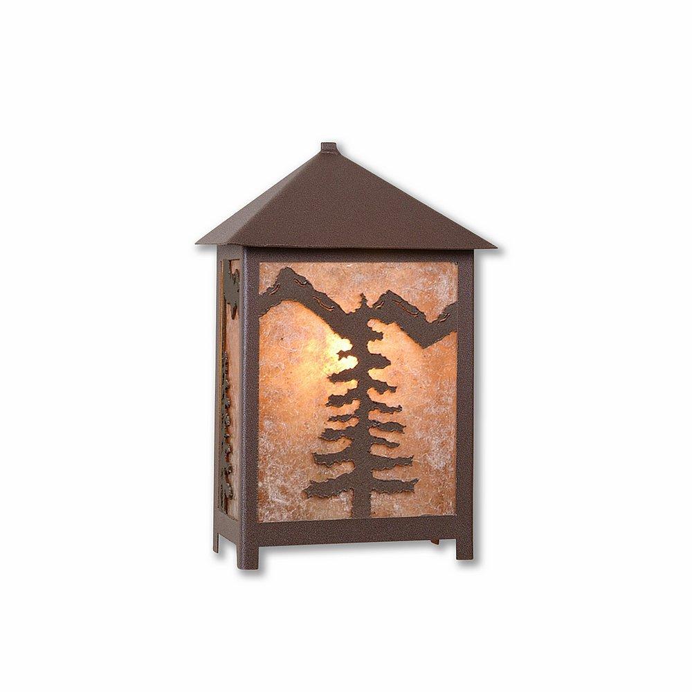 Hudson Sconce Small - Spruce Tree - Almond Mica Shade - Rustic Brown Finish