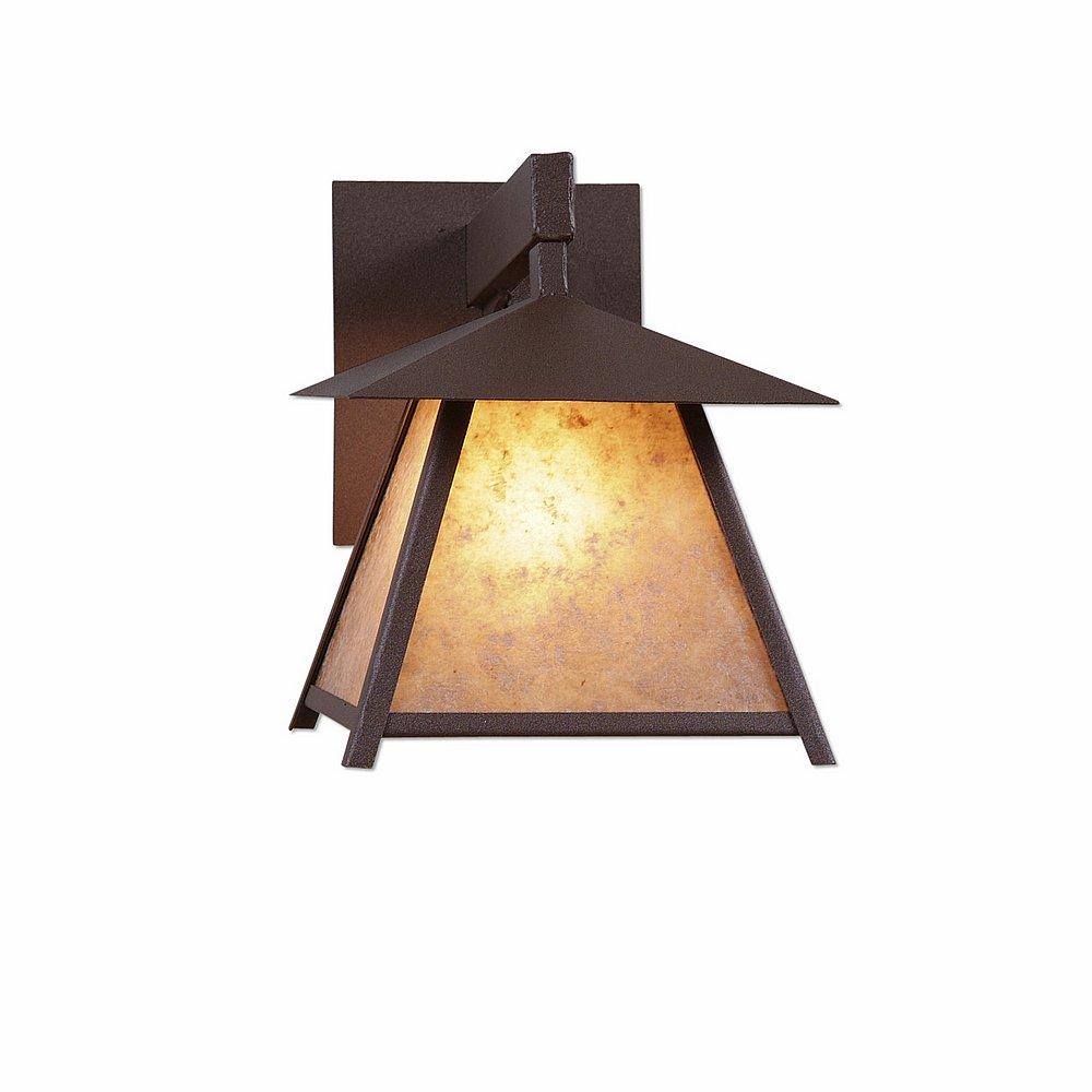 Smoky Mountain Sconce Extra Small - Rustic Plain - Almond Mica Shade - Rustic Brown Finish