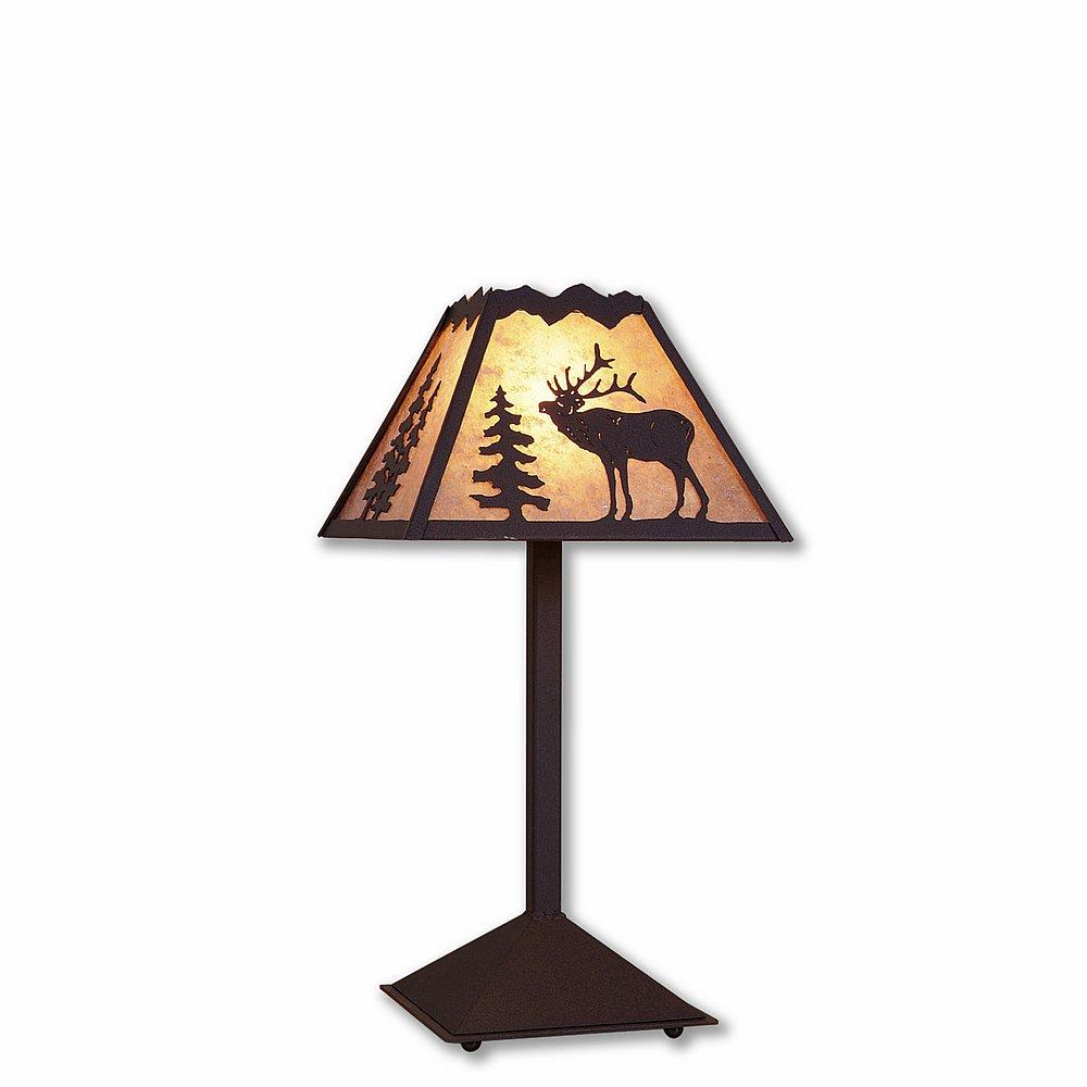 Rocky Mountain Desk Lamp - Mountain Elk - Almond Mica Shade - Dark Bronze Metallic Finish