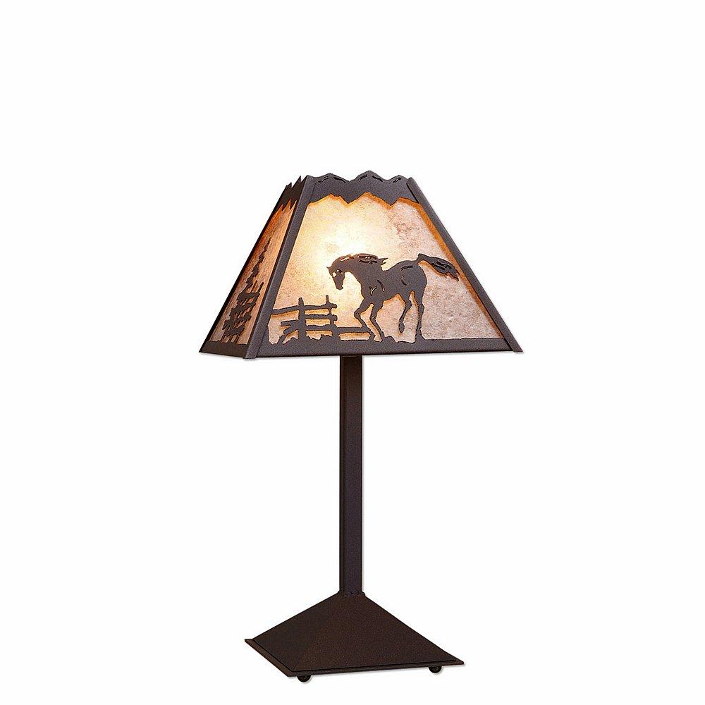 Rocky Mountain Desk Lamp - Mountain Horse - Almond Mica Shade - Rustic Brown Finish