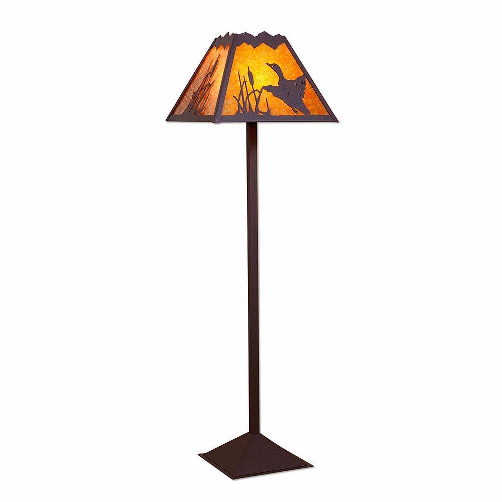 Rocky Mountain Floor Lamp - Loon - Amber Mica Shade - Rustic Brown Finish