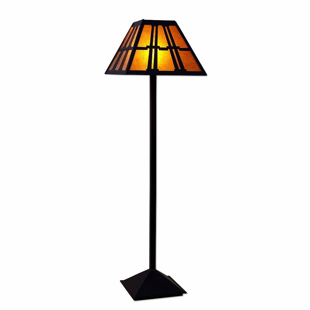 Rocky Mountain Floor Lamp - Eastlake - Amber Mica Shade - Black Iron Finish