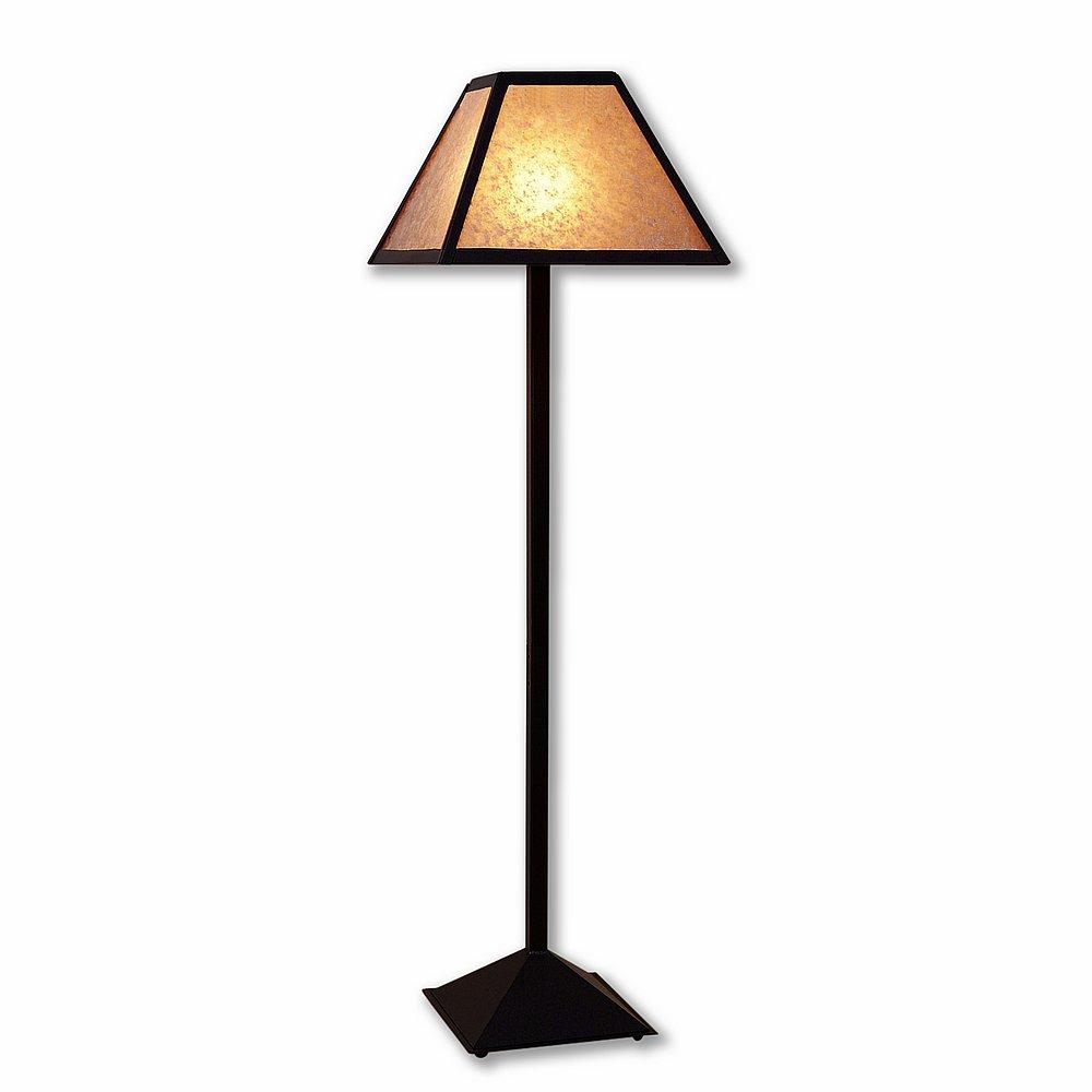 Rocky Mountain Floor Lamp - Northrim - Almond Mica Shade - Black Iron Finish