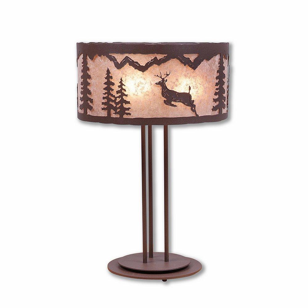 Kincaid Desk Lamp - Valley Deer - Almond Mica Shade - Rustic Brown Finish