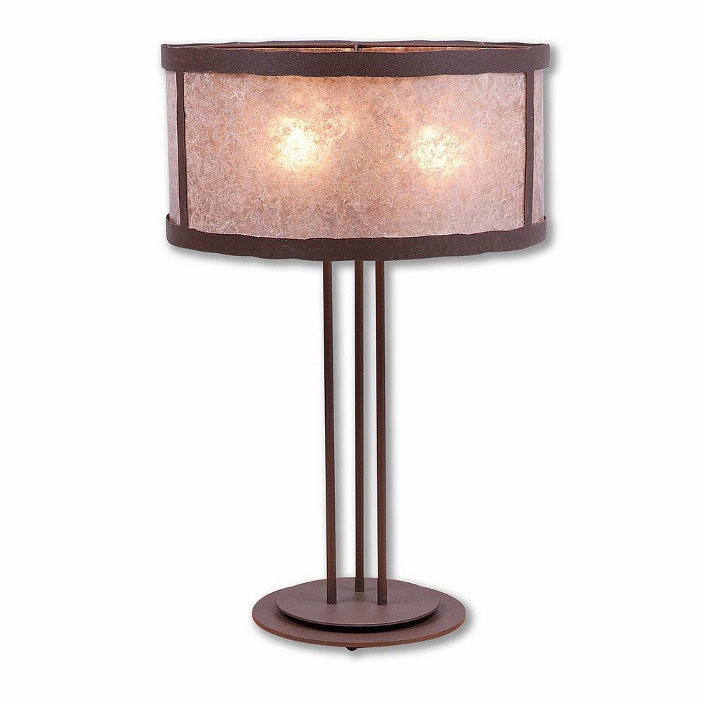 Kincaid Table Lamp - Rustic Plain - Almond Mica Shade - Rustic Brown Finish