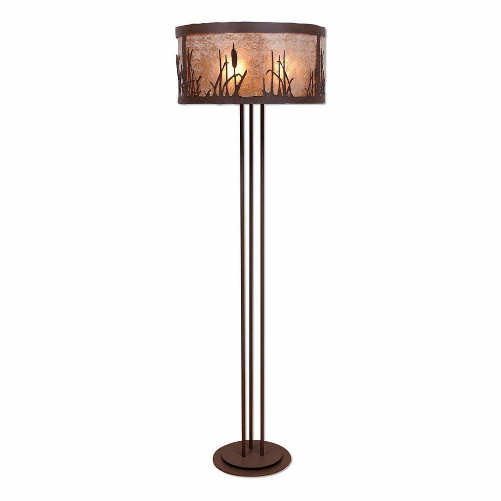 Kincaid Floor Lamp - Cattails - Almond Mica Shade - Rustic Brown Finish